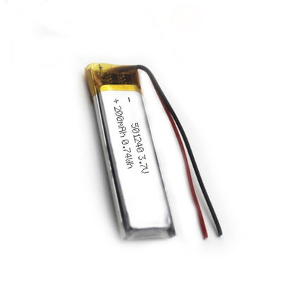 501240小型平らなリチウム ポリマー電池3.7v 200mAhの充電電池051240