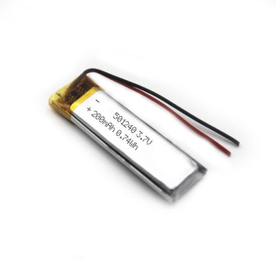 501240小型平らなリチウム ポリマー電池3.7v 200mAhの充電電池051240